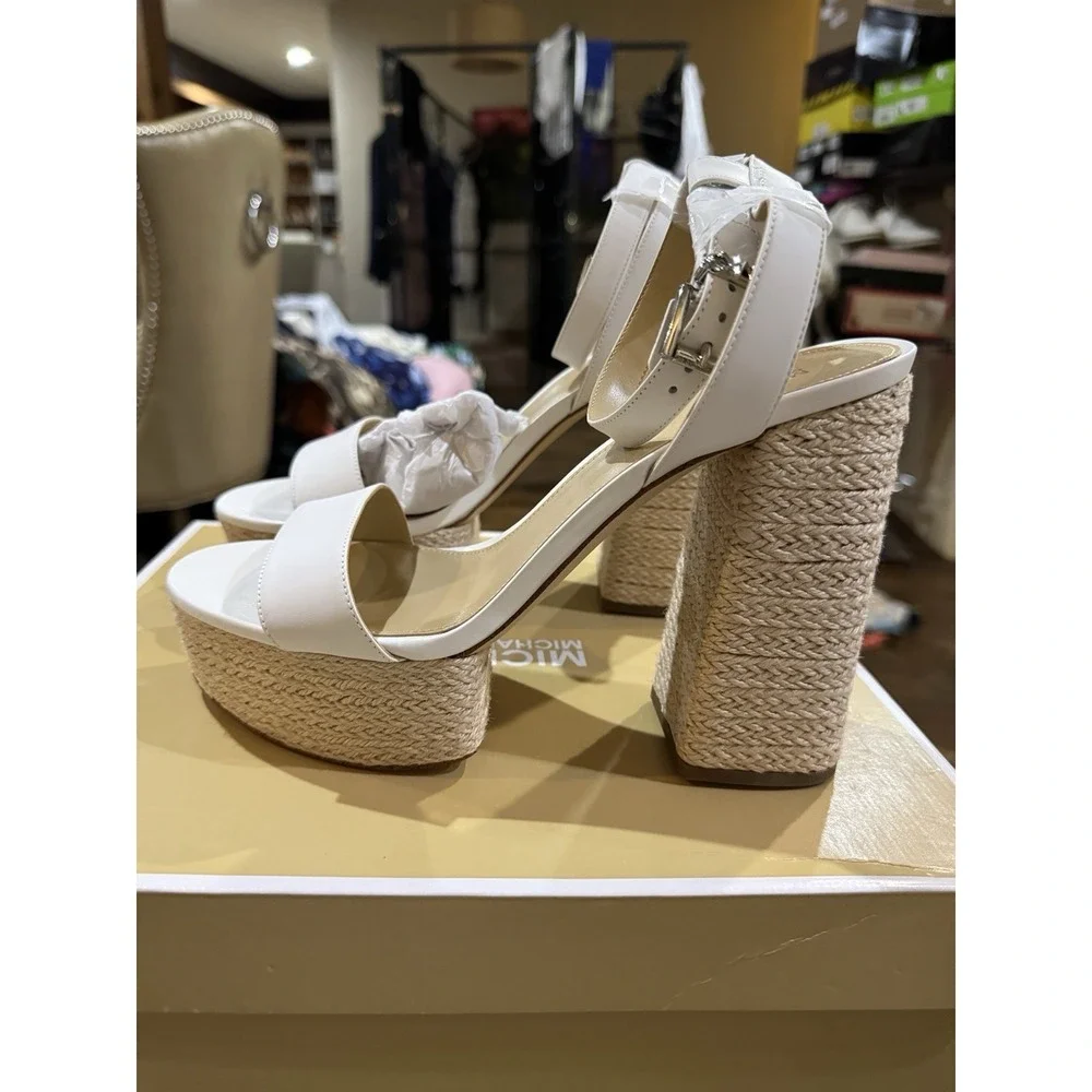 MICHAEL Michael‎ Kors Women's Ashton Ankle-Strap Espadrille White Size 10